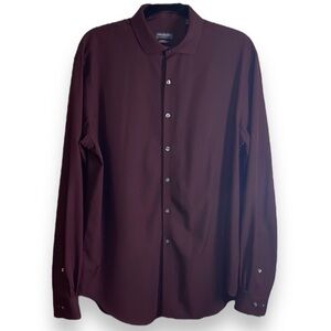 Van Heusen Traveler Slim Fit 4-Way Stretch 16-16.5, 34/35 Large, Plum